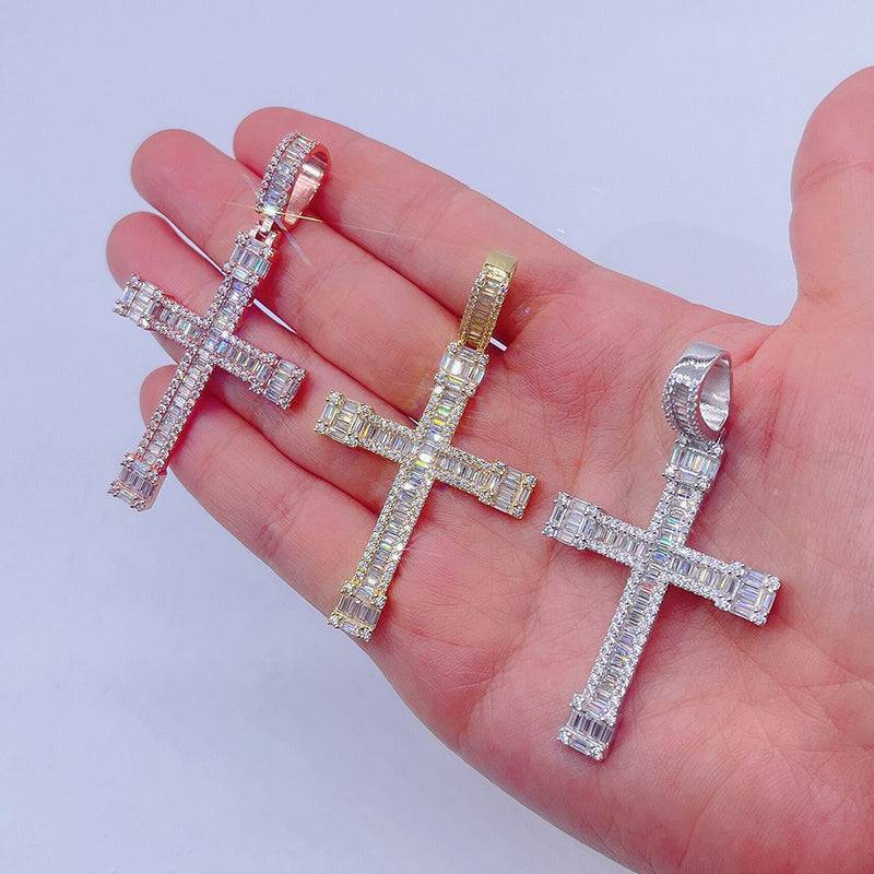 Sterling Silver VVS Moissanite Diamond Cross Pendant hip hop jewelry0