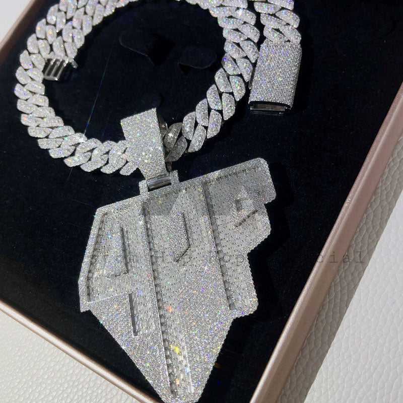 Custom made 4PF name pendant with VVS Moissanite iced out buss down hip hop rapper chain0