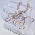 Hip hop jewelry featuring 3MM Tennis Rose Gold Heart Bail LALA Name Pendant with VVS Moissanite2