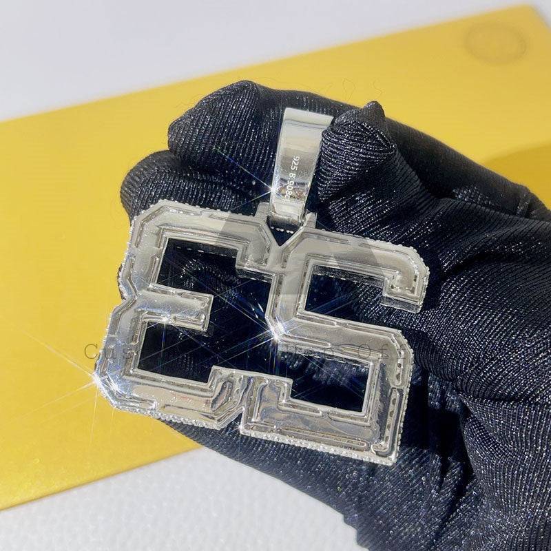 Custom made number 23 iced out Moissanite pendant hip hop jewelry for 10MM Cuban chain0