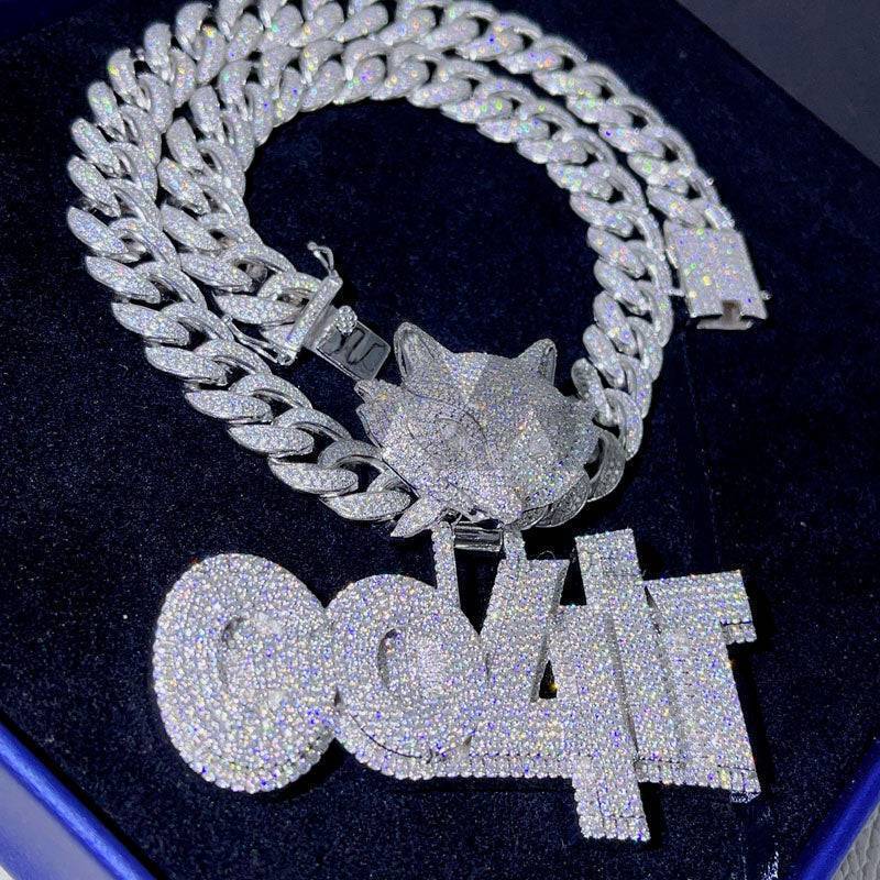 Iced Out Buss Down GO4IT Custom Pendant VVS Moissanite 925 Silver Rapper Chain hip hop jewelry2