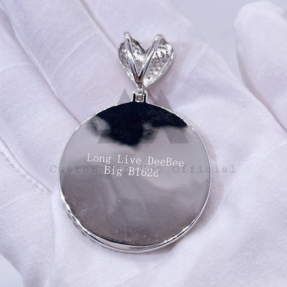 45MM Custom Made Broken Heart Moissanite Diamond Photo Picture Memory Pendant